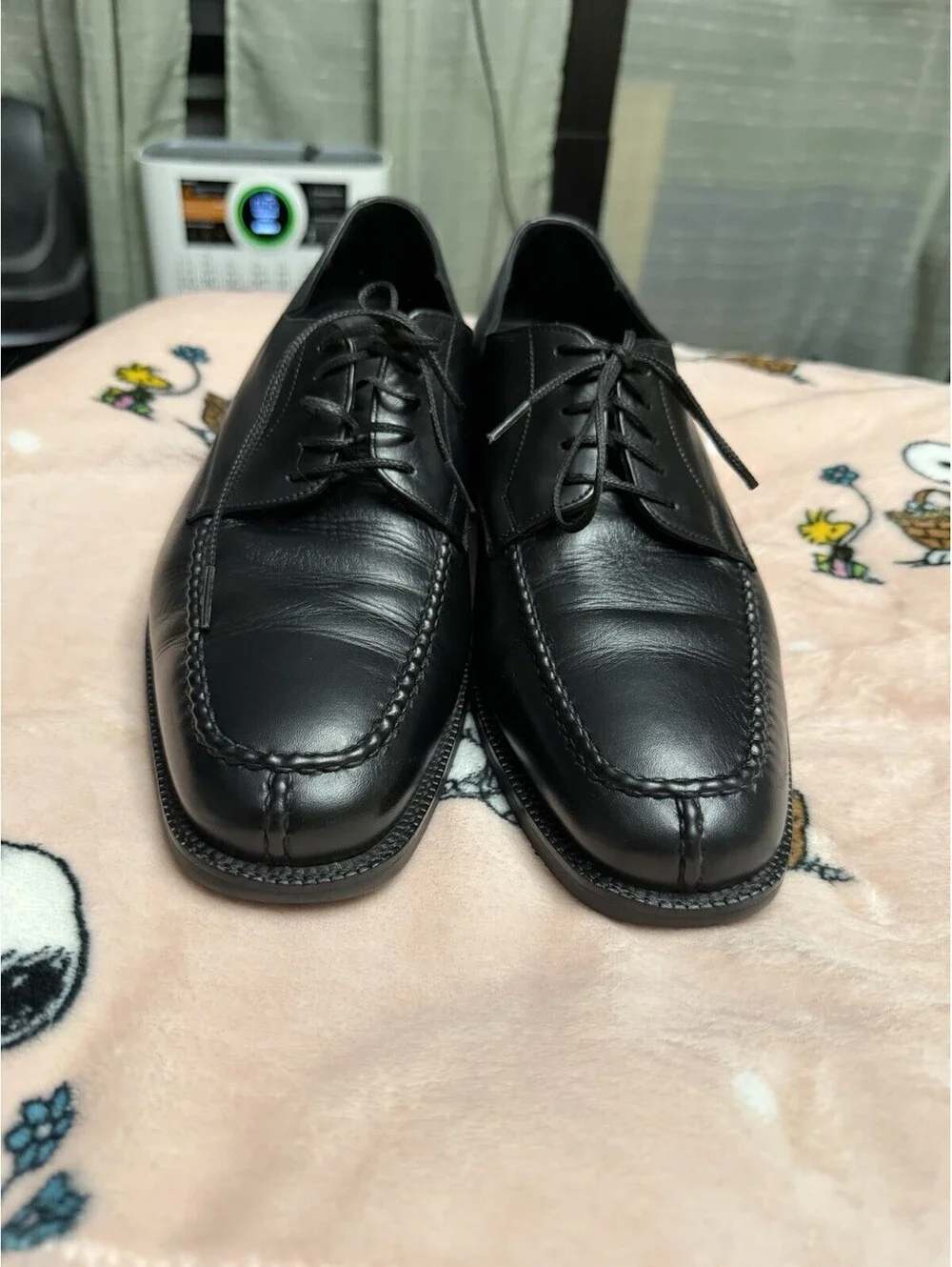 Neil M. Men's Black Leather Lace-Up Derby Dress Shoes Square Toe US 9 D